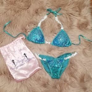 Angel Competition bikini- sequin aqua